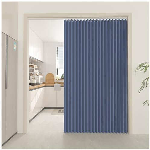 APMOE Rideau Occultant de Porte, Rideau Porte Entrée avec Bouton Magnétique Anti Froid et Chaleur, Rideaux de Porte de Style Accordéon pour Portes pour Chambre,Cuisine,Salon,Dressing(Bleu,80x240cm)