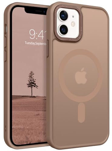 GaoBao für iPhone 12 Mini Hülle, Handyhülle iPhone 12 Mini [Kompatibel mit MagSafe] Durchscheinende Matte Magnetische Stoßfeste Anti-Fingerabdruck Schutzhülle für iPhone 12Mini Case, Braun