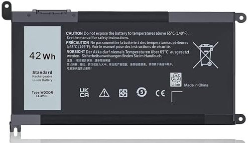 11.4V 42Wh WDX0R laptop Battery Compatible with Dell Inspiron 13 15 5000 7000 Series 5570 7579 7570 7378 5567 7573 5565 5379 5378 Latitude 3490 3590 3340 3400 3390 3500 3190 5468 5568 P69G 3CRH3