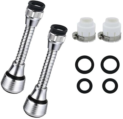 DmDoyy Douchette Robinet Cuisine 2 Pièces, Extension De Robinet, Robinet De Cuisine Flexible À 360 Degrés, Accessoire De Tuyau D'Évier Pour Robinet, Longueur De 14cm