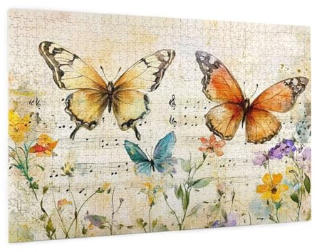 Butterfly Jigsaw Puzzles for Adults 1500 Jigsaw Puzzle Sheet Music with Gift Box, Challenging Interactive Family Bonding PuzzleGame, Stress Relief Home Bedroom Art Decor Gifts for Women 57x87cm-z1034