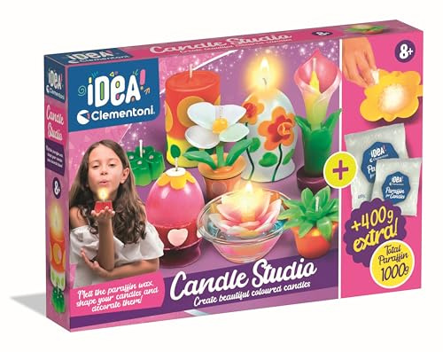 Clementoni Kerzen Idea selber machen - DIY Kerzen-Set inkl. Nachfüllset - Kreativset zum Herstellen & Gestalten von Blumentopf-, Calla-, Margeriten- & Sukkulenten-Kerzen für Kinder ab 7 Jahren, 83032