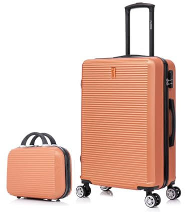 CELIMS - Valigie leggere approvate da 100+ compagnie aeree per un viaggio in tutta fiducia, Corallo, Moyenne + Vanity