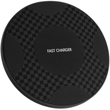 Beechain Y9 10W Qi Wireless Charger Pad – Fast Charging for iPhone, Samsung, Huawei, AirPods – Slim ABS Desktop Charging Mat – Black