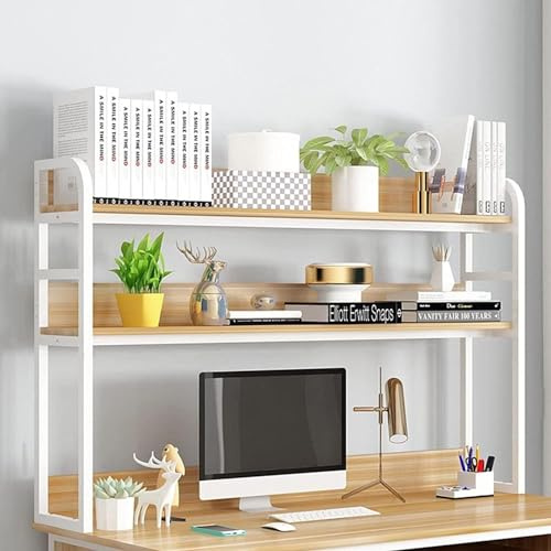 Schreibtisch- und Bücherregal mit 3 Etagen, Mehrzweck-Holzregal, 120 cm, ideal für Büro, Zuhause und Arbeitszimmer, effizient, platzsparend und stilvolle Dekoration