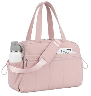 Quilted Gym Duffle Bag for Women, Lightweight Carry On Weekender Overnight Bag with Wet Pocket - for Travel Vacation Sport Airplane Hospital