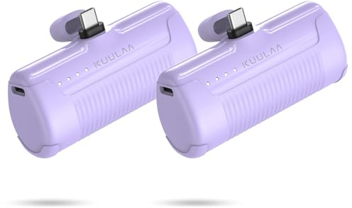 Kuulaa 2 Pack Mini Power Bank 4500mAh Ultra Compact Portable Charger USB C Small Battery Pack Compatible with iPhone 17/16 Samsung Huawei Xiaomi etc