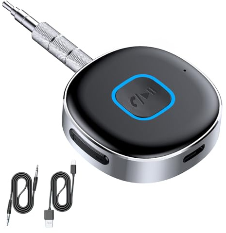 Car Bluetooth AUX Adapter, Bluetooth 5.4 Receiver for Home Stereo/Speaker/Wired Headphones, 3.5mm Audio Adapter Hi-Fi Receivers Amplifiers, Supports Dual Device Connection, 16H Playtime, Handsfree