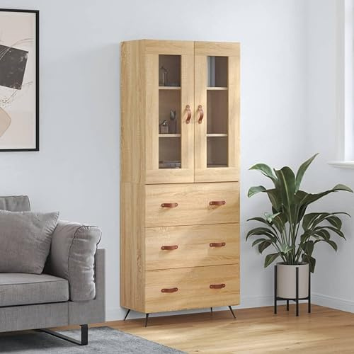 Frdhee Eckschrank Küche Geschirrschrank,Highboard -Eiche 69,5x34x180 cm Holzwerkstoff,Schrank für Wohnzimmer Küche Esszimmer