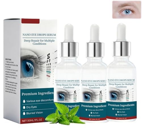 Augentropfen Gegen Trockene Augen,Befeuchtung,Langanhaltend,Hyaluron Augentropfen Trockene Augen,Nano Eye Drop Serum,Augenpflege Tropfen,30ML(3 Stück)