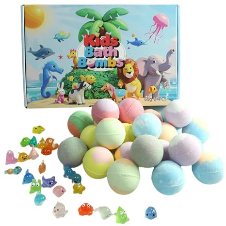 Bain Effervescent Boules,24 Pièces Effet Relaxant | Sel de Bain Moussant avec Animaux - pour Maison Voyage Filles Garçons Spa