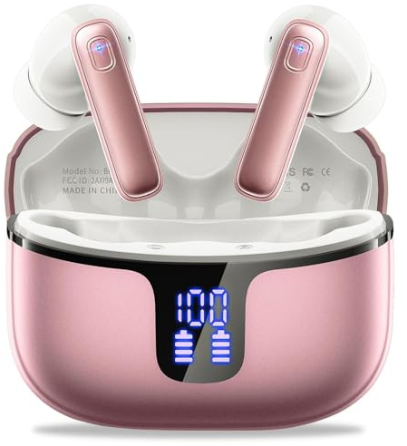 Kopfhörer Kabellos Bluetooth 5.4, In-Ear Kopfhörer Bluetooth mit 4 ENC Mic, Kabellose Kopfhörer 40 Std Noise Cancelling Earbuds, IP7 Wasserdicht Ohrhörer, LED-Anzeige Headphone, USB-C, für Android/iOS