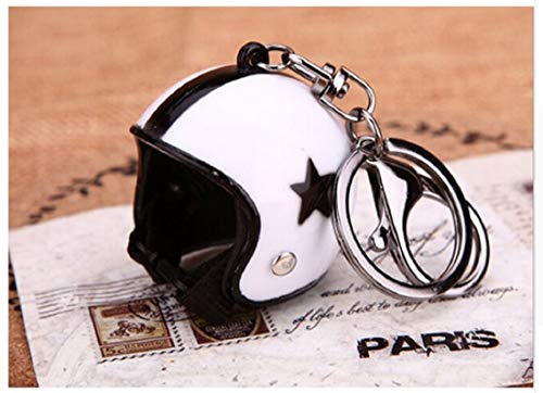 offener Helm ohne Visier Schlüsselanhänger mit Stern in weiss Motorrad | Moped | Geschenk für Männer | Sturzhelm | Motorradhelm | Schutzhelm | weiß
