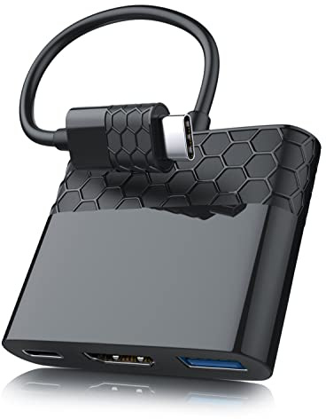CSL - USB Typ C auf HDMI/USB 3.2 Gen1 / Typ C Adapter | UHD (4k) 3840x2160 | 3D | Hot Plug | Kompatibel mit Apple MacBook 12“ | Nicht Windows fähig