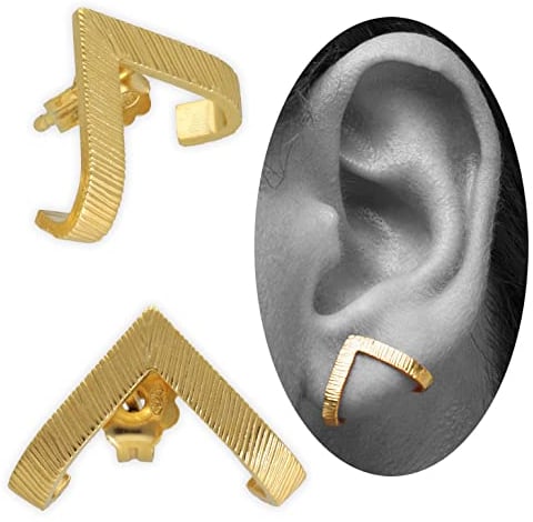 Handmade geschenk für sie Vergoldet 925 Sterling Silber Ohrstecker, Dreieck Ohrringe, minimalistische hypoallergene Ohrringe, moderne ungewöhnliche Ohrringe, Huggie Ohrringe