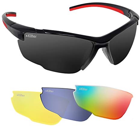 Kilter Men's Road Racer Cycling Sunglasses With 4 Interchangeable Lenses