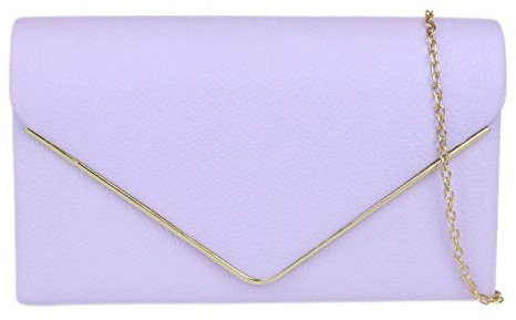 Girly Handbags Womens Metallic Frame Faux Leather Clutch Bag (Lilac)