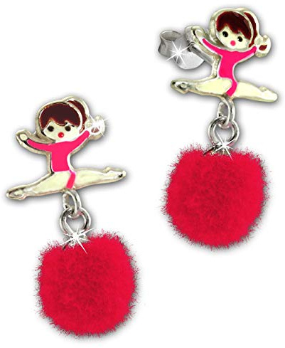 Teenie-Weenie Ballerina Pom Poms Ohrringe 925 Silber Kinder Ohrstecker SDO8556P Silber Ohrstecker