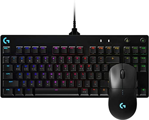 Logitech G PRO Souris Gamer Sans Fil, Capteur Gaming HERO, Batterie Longue Durée, PC, Noire et TKL Clavier Gamer Mécanique LIGHTSYNC RVB, Français AZERTY - Noir