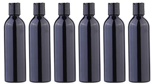 minkissy 6pcs 250ml Portable Travel Bottles Plastic Refillable Bottles Plastic Squeeze Bottle with Disc Cap for Shampoo Lotion (Black Bottle)
