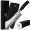 YOUSUNLONG Cuchillo de romper 9 pulgadas Cuchillo de cocina martillado de acero de Damasco - Mango de madera de plomo con cuero