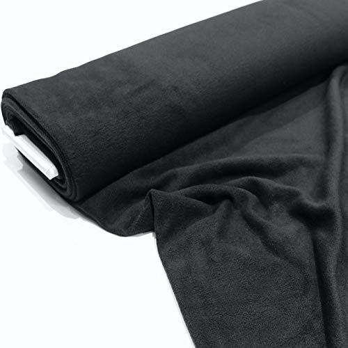 TOLKO 1m Fleecestoff Meterware | Winterstoff für Jacke Mütze Schal Pullover Fleecedecke Fleecejacke | flauschig weich warm Polar Fleece Stoff mit Antipilling (Schwarz)