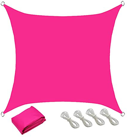 XQKXHZ Voile D'ombrage Rectangulaire avec Cordes De Fixation, Toile D Ombrage Polyester Étanche Respirant, Protection Solaire pour Jardin Terrasse Balcon (21 Couleurs/7 Tailles Option),Rose,2.5x2.5m