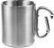 Camping Mug, 220ml Double Walled Carabiner Camping Mug, Portable Stainless Steel Coffee Cup with Carabiner Handle for Travel Hiking Trekking (Silver)