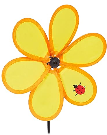 Relaxdays Girandola a Vento, a Forma di Fiore, Giardino e Balcone, Gioco da Bambini, 67,5 x 24 x 5 cm, Giallo Arancione, Poliestere