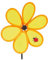 Relaxdays Windrad Blume, Windspiel Stecker für Garten & Balkon, HBT 67,5 x 24 x 5 cm, Windmühle Marienkäfer, gelb/orange