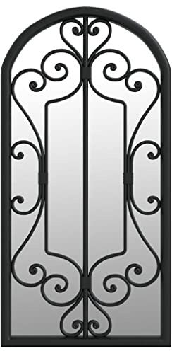 vidaXL Garden Mirror Black 70x30 cm Iron for Outdoor Use