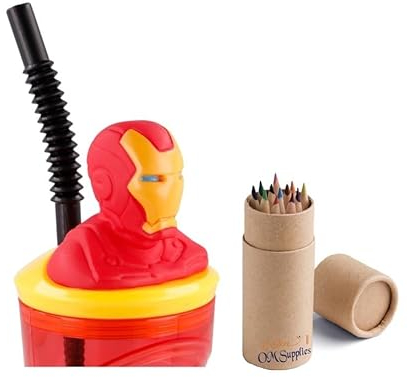 Iron Man - Vaso para niños (23 x 7,5 x 7,5 x 7,5 cm)