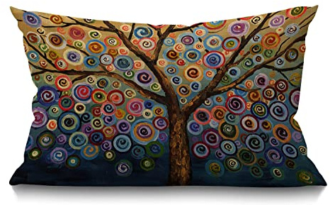 BGBDEIA Love Tree Color Rainbow Candys Wave Polka Dot Cute Adorable Farmhouse Cushion Cover 12x20 Inch,Home Decorative Throw Pillow Case Pillow Cover,Home Gifts,Housewarming Gift 30 x 50 cm