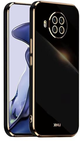 EASSGU Galvanisierter Rahmen Handyhülle für Xiaomi MI 10T Lite 5G (6.67 Inches), Weiche TPU Silikon Schutzhülle - Schwarz