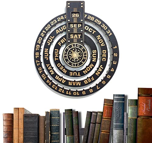 Stalf Ewiger Wandkalender, Wandkalender 2023, Moderner Kalender, Vintage-Holzscheibe, Monatskalender Für Astrologische Meditation Einfache Und Effiziente Planung