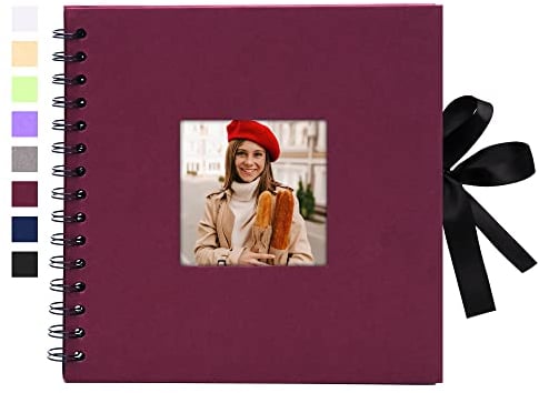 Vienrose Fotoalbum Spiralalbum zum Selbstgestalten und Einkleben DIY Seidenband Fotobuch 40 Seiten für Fotos Baby Valentinstag Geburtstag Jahrestag Geschenk