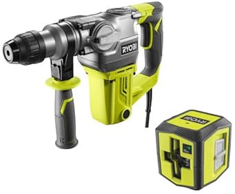 Pack RYOBI Perforateur Burineur SDSPLUS - 1050W - RSDS1050-K - Laser croix verte - 15m de portée - RBCLLG1