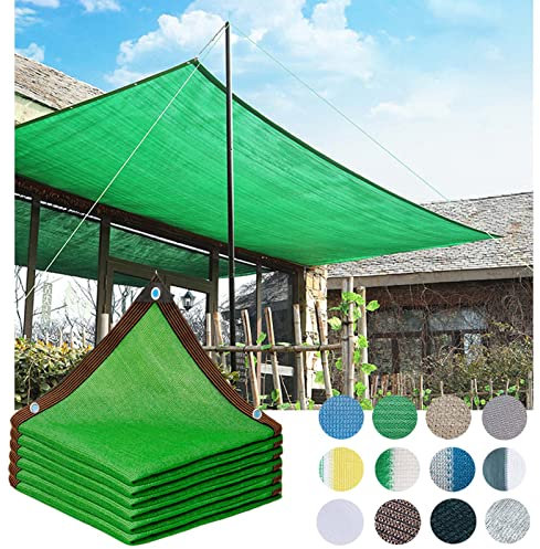 ZHJSHOU Filet D'Ombrage 12 Broches Voile d'ombrage Rectangulaire, Renforce éPaissir Bloquer Les UV Taud, pour Extérieur Patio Piscine Balcon Jardin,Vert,4X8m/13.12X26.25ft
