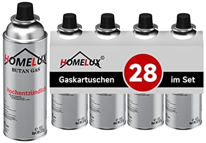 Homelux 28 x Gaskartuschen 227g, Camping Butan Gas, Butangas Kartusche Typ MSF-1a, Gasflasche für Gaskocher Campingkocher Bunsenbrenner Lötbrenner