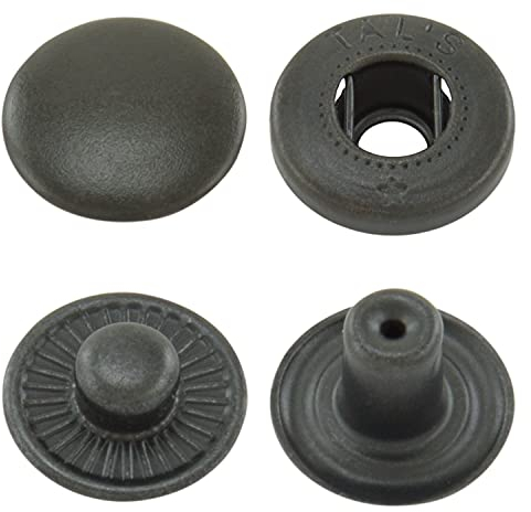 15 mm schwarze Stahl S-Feder Druckknöpfe zum nieten (25 Stück) - Hochwertige Snaps für Bekleidung, Taschen, Leder & DIY Handwerk, Nähzubehör