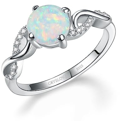 CRYSLOVE Echte Mondstein Versprechen Ring für Frauen 925 Sterling Silber Regenbogen Mond Stein Infinity Verlobungsringe Statement Band Finger Minimalistische Ring für Freundin Mutter Frau