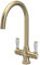 nuie KB804 Kitchen Taps Traditional Mono Mixer Kitchen Tap with Lever Handles, 375mm, Brushed Brass