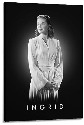 VZRSQZK Schauspieler Ingrid Bergman Poster, dekoratives Gemälde, Leinwand, Wandposter und Kunstdruck, modernes Familienschlafzimmer-Dekor-Poster, 20 x 30 cm