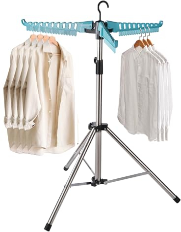 Sinbide Standtrockner, Wäscheständer, Klappbarer Kleiderständer, Platzsparender Wäschetrockner, Ständer für Balkon、Drinnen und Draußen, Wetterfest und leicht, Geschenk (blau)