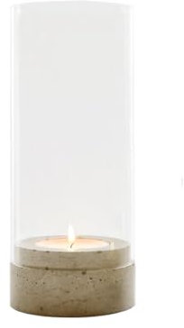 GODELMANN Windlicht aus Beton + Glas handgefertigt in Sand - Ø7cm Höhe 16cm - Kerzenhalter I einzeln oder Set I Teelichthalter - Made in Germany