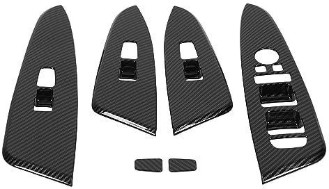 6-teilige Abdeckung für Türfenster-Bedienfeld, Zierleiste für Türverriegelungsschalter, Karbonfaser-Stil, Glas-Hebeknopf, Dekoration, Aufkleber, Ersatz für Sportage HEV NQ5