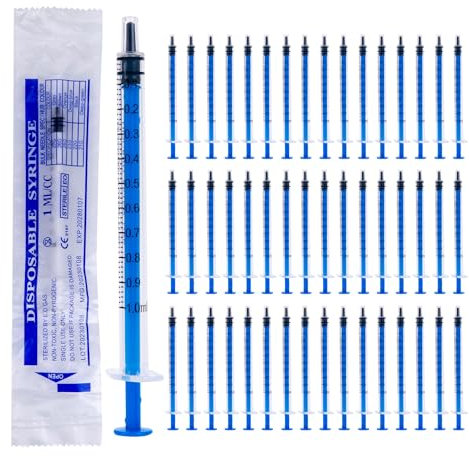 50 x 1ml Spritzen, Plastik 1 ml Spritzen, Spritze 1ml (Ohne Nadeln)