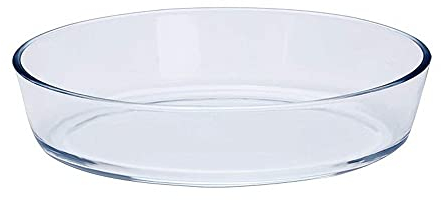 OUSIKA Assiette à tarte ronde en verre, plat de service à tarte haute résistance à la chaleur, moules de cuisson en verre transparent for gâteau, tarte, tarte, flan (Size : 1.6L)
