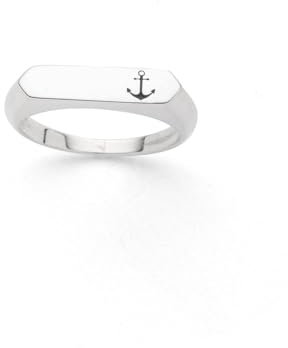 DUR Signet Ring aus 925 Sterling Silber mit gelaserten, oxidiertem Anker, Größe: 58, R6017.58
