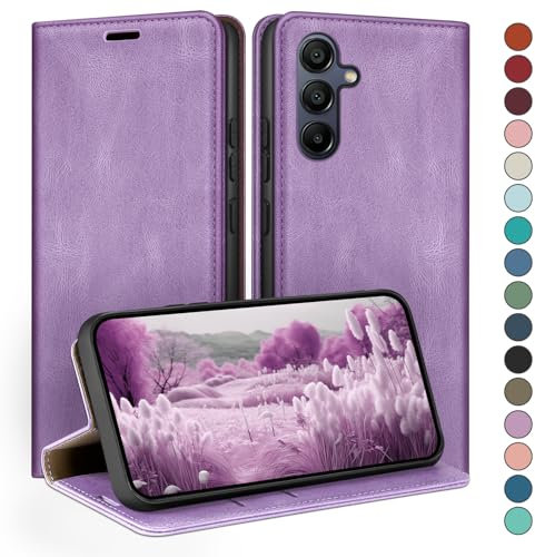 HUOUH Coque pour Samsung Galaxy A55 avec RFID Blocage Etui à Rabat en Cuir de Premium,Fentes pour Cartes,Case à Rabat,Coques de Cover pour Samsung A55 Lilas Violet